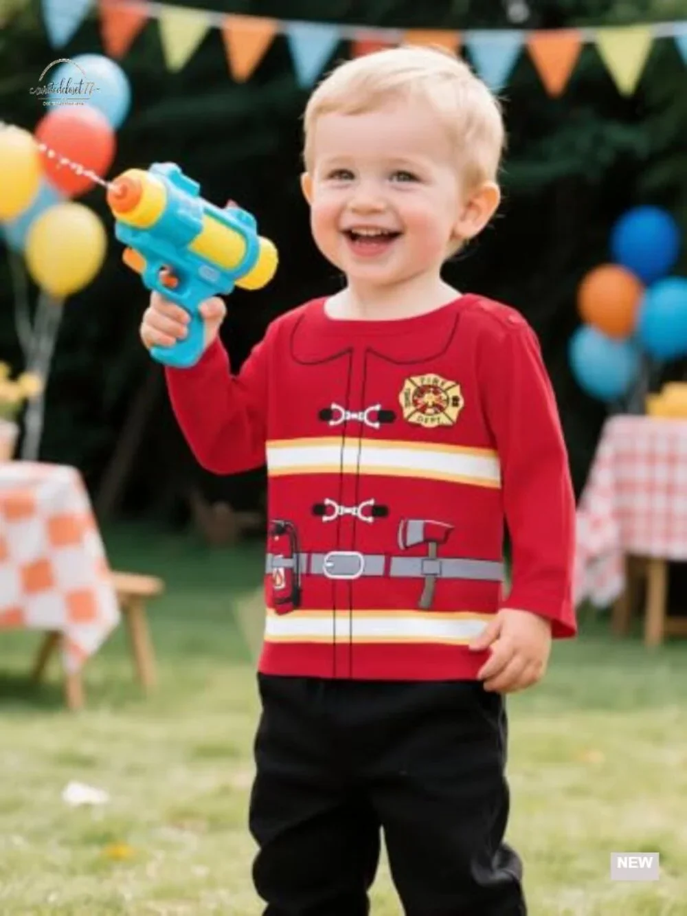 Toddler Boys Firefighter Costume 3PC Cotton Outfit Halloween